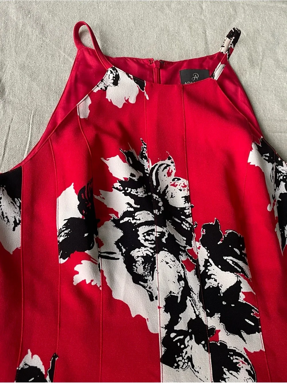 Adrianna Papell Dress Red Floral Fit-and-Flare